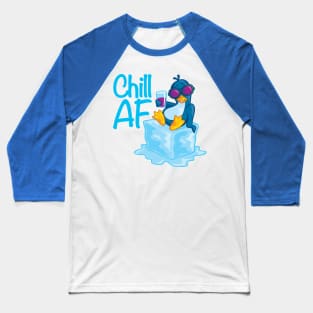 Chill AF Penguin on Ice Baseball T-Shirt